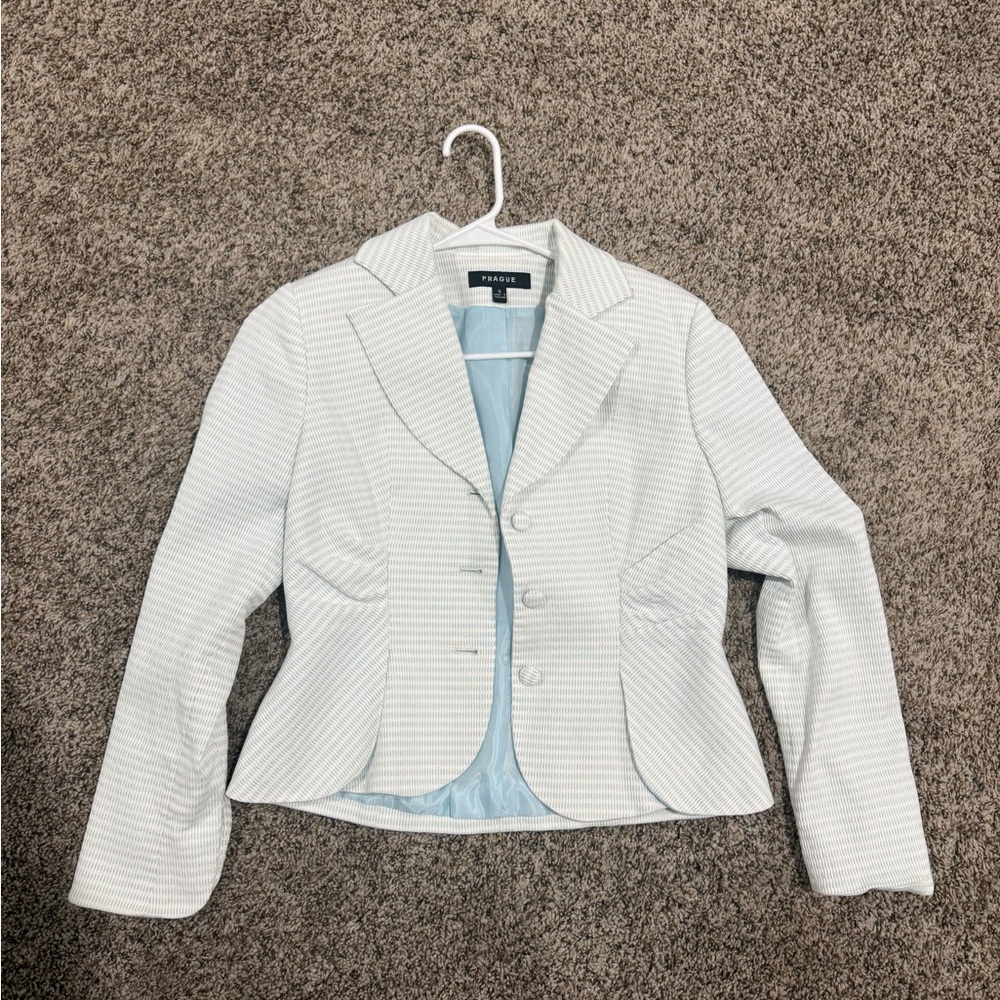 Tahari Light Gray Striped Women's Blazer